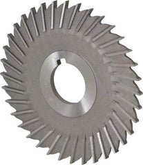 Made in USA - 4" Blade Diam x 5/32" Blade Thickness, 1" Hole, 36 Teeth, High Speed Steel Side Chip Saw - Straight Tooth, Arbor Connection, Right Hand Cut, Uncoated, with Keyway - A1 Tooling