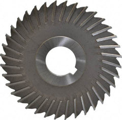 Made in USA - 4" Blade Diam x 11/64" Blade Thickness, 1" Hole, 36 Teeth, High Speed Steel Side Chip Saw - Straight Tooth, Arbor Connection, Right Hand Cut, Uncoated, with Keyway - A1 Tooling