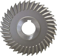 Made in USA - 4" Blade Diam x 1/4" Blade Thickness, 1" Hole, 36 Teeth, High Speed Steel Side Chip Saw - Straight Tooth, Arbor Connection, Right Hand Cut, Uncoated, with Keyway - A1 Tooling