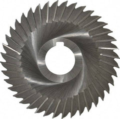 Made in USA - 5" Blade Diam x 3/32" Blade Thickness, 1-1/4" Hole, 40 Teeth, High Speed Steel Side Chip Saw - Straight Tooth, Arbor Connection, Right Hand Cut, Uncoated, with Keyway - A1 Tooling