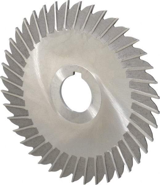 Made in USA - 5" Blade Diam x 3/32" Blade Thickness, 1" Hole, 40 Teeth, High Speed Steel Side Chip Saw - Straight Tooth, Arbor Connection, Right Hand Cut, Uncoated, with Keyway - A1 Tooling