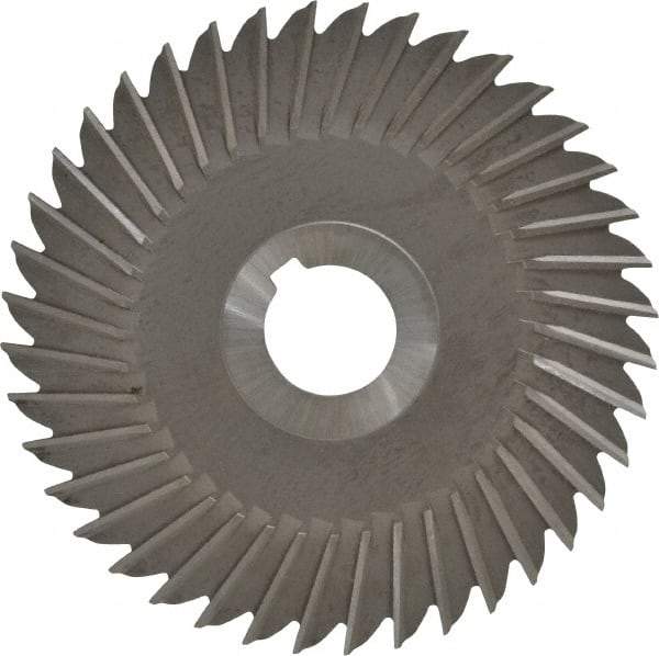 Made in USA - 5" Blade Diam x 5/32" Blade Thickness, 1" Hole, 40 Teeth, High Speed Steel Side Chip Saw - Straight Tooth, Arbor Connection, Right Hand Cut, Uncoated, with Keyway - A1 Tooling