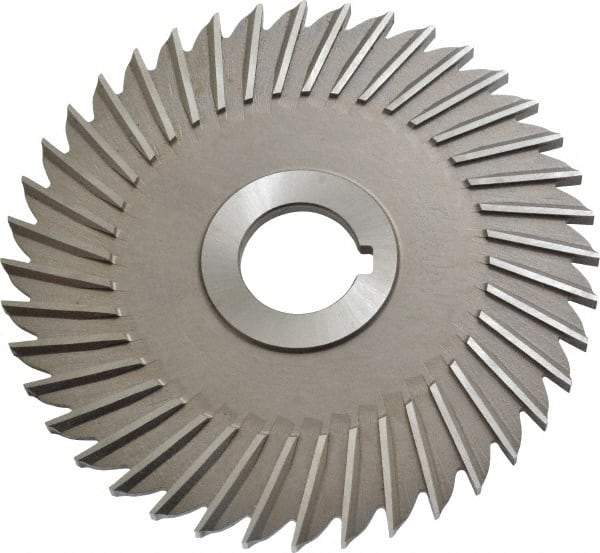 Made in USA - 5" Blade Diam x 3/16" Blade Thickness, 1" Hole, 40 Teeth, High Speed Steel Side Chip Saw - Straight Tooth, Arbor Connection, Right Hand Cut, Uncoated, with Keyway - A1 Tooling