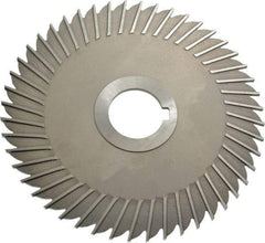 Made in USA - 6" Blade Diam x 1/8" Blade Thickness, 1-1/4" Hole, 48 Teeth, High Speed Steel Side Chip Saw - Straight Tooth, Arbor Connection, Right Hand Cut, Uncoated, with Keyway - A1 Tooling