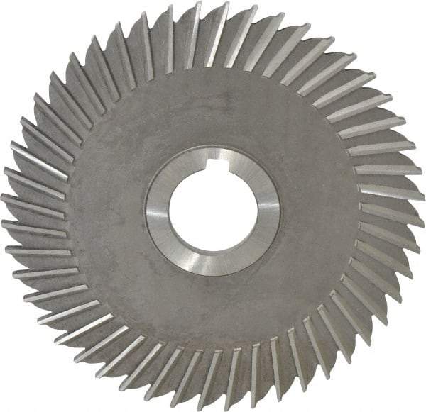 Made in USA - 6" Blade Diam x 7/32" Blade Thickness, 1-1/4" Hole, 48 Teeth, High Speed Steel Side Chip Saw - Straight Tooth, Arbor Connection, Right Hand Cut, Uncoated, with Keyway - A1 Tooling