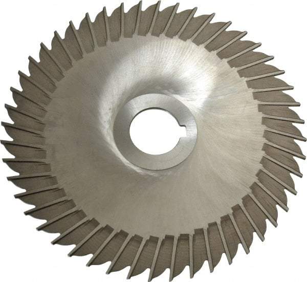 Made in USA - 6" Blade Diam x 3/32" Blade Thickness, 1" Hole, 48 Teeth, High Speed Steel Side Chip Saw - Straight Tooth, Arbor Connection, Right Hand Cut, Uncoated, with Keyway - A1 Tooling