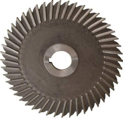 Made in USA - 6" Blade Diam x 3/16" Blade Thickness, 1" Hole, 48 Teeth, High Speed Steel Side Chip Saw - Straight Tooth, Arbor Connection, Right Hand Cut, Uncoated, with Keyway - A1 Tooling