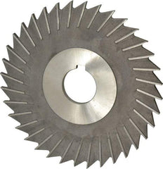 Made in USA - 6" Blade Diam x 3/16" Blade Thickness, 1-1/4" Hole, 48 Teeth, High Speed Steel Side Chip Saw - Straight Tooth, Arbor Connection, Right Hand Cut, Uncoated, with Keyway - A1 Tooling