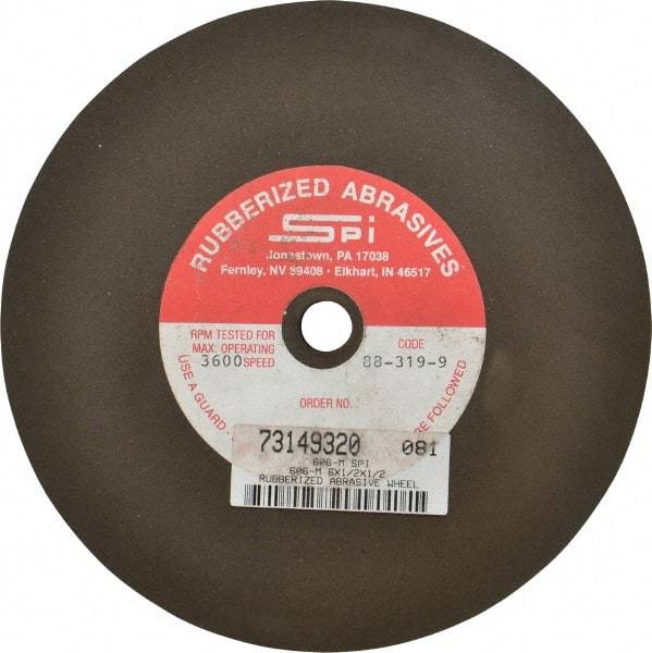 Made in USA - 6" Diam x 1/2" Hole x 1/2" Thick, 80 Grit Surface Grinding Wheel - Aluminum Oxide/Silicon Carbide Blend, Medium Grade, 3,600 Max RPM - A1 Tooling