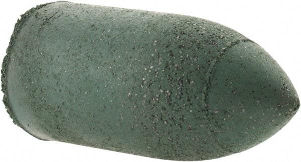 Made in USA - 7/8" Max Diam x 1-3/4" Long, Cone, Rubberized Point - Coarse Grade, Silicon Carbide, 1/4" Arbor Hole, Unmounted - A1 Tooling