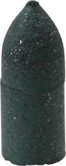 Made in USA - 3/8" Max Diam x 1" Long, Cone, Rubberized Point - Coarse Grade, Silicon Carbide, 1/8" Arbor Hole, Unmounted - A1 Tooling