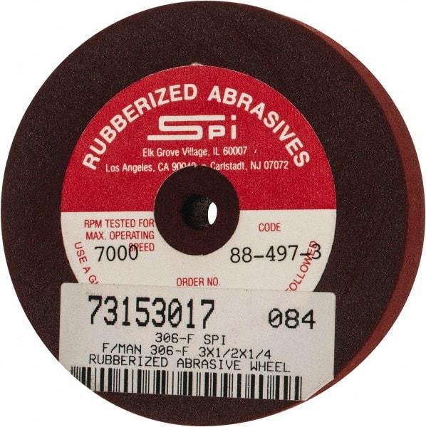 Made in USA - 3" Diam x 1/4" Hole x 1/2" Thick, 120 Grit Surface Grinding Wheel - Aluminum Oxide/Silicon Carbide Blend, Fine Grade, 7,000 Max RPM - A1 Tooling