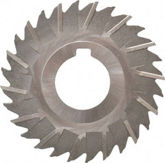 Made in USA - 3" Blade Diam x 1/16" Blade Thickness, 1" Hole, 28 Teeth, High Speed Steel Side Chip Saw - Staggered Tooth, Arbor Connection, Right Hand Cut, Uncoated, with Keyway - A1 Tooling