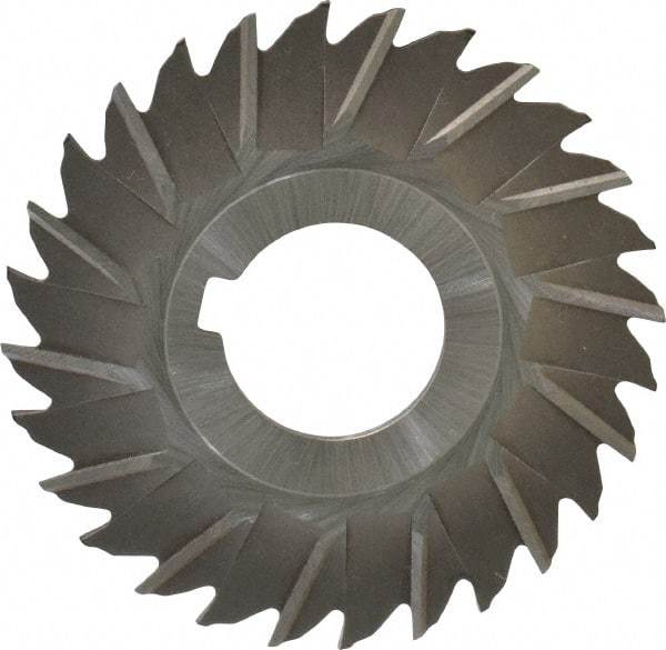 Made in USA - 3" Blade Diam x 5/64" Blade Thickness, 1" Hole, 28 Teeth, High Speed Steel Side Chip Saw - Staggered Tooth, Arbor Connection, Right Hand Cut, Uncoated, with Keyway - A1 Tooling