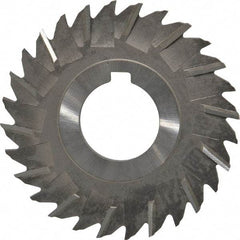 Made in USA - 3" Blade Diam x 1/8" Blade Thickness, 1" Hole, 28 Teeth, High Speed Steel Side Chip Saw - Staggered Tooth, Arbor Connection, Right Hand Cut, Uncoated, with Keyway - A1 Tooling