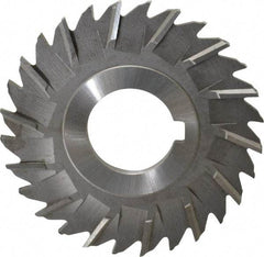 Made in USA - 3" Blade Diam x 5/32" Blade Thickness, 1" Hole, 28 Teeth, High Speed Steel Side Chip Saw - Staggered Tooth, Arbor Connection, Right Hand Cut, Uncoated, with Keyway - A1 Tooling