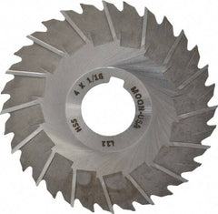 Made in USA - 4" Blade Diam x 1/16" Blade Thickness, 1" Hole, 32 Teeth, High Speed Steel Side Chip Saw - Staggered Tooth, Arbor Connection, Right Hand Cut, Uncoated, with Keyway - A1 Tooling