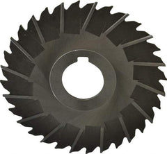 Made in USA - 4" Blade Diam x 5/64" Blade Thickness, 1" Hole, 32 Teeth, High Speed Steel Side Chip Saw - Staggered Tooth, Arbor Connection, Right Hand Cut, Uncoated, with Keyway - A1 Tooling