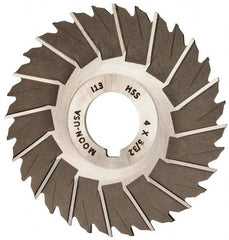 Made in USA - 4" Blade Diam x 3/32" Blade Thickness, 1" Hole, 32 Teeth, High Speed Steel Side Chip Saw - Staggered Tooth, Arbor Connection, Right Hand Cut, Uncoated, with Keyway - A1 Tooling