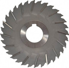 Made in USA - 4" Blade Diam x 1/8" Blade Thickness, 1" Hole, 32 Teeth, High Speed Steel Side Chip Saw - Staggered Tooth, Arbor Connection, Right Hand Cut, Uncoated, with Keyway - A1 Tooling