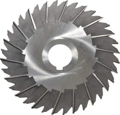 Made in USA - 5" Blade Diam x 3/32" Blade Thickness, 1" Hole, 36 Teeth, High Speed Steel Side Chip Saw - Staggered Tooth, Arbor Connection, Right Hand Cut, Uncoated, with Keyway - A1 Tooling