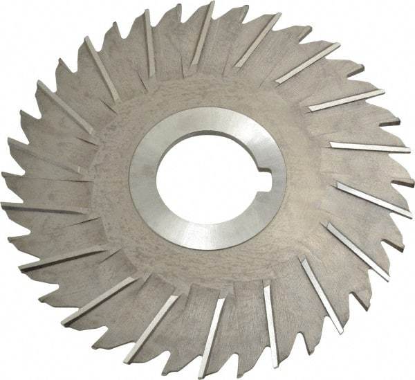 Made in USA - 5" Blade Diam x 1/8" Blade Thickness, 1-1/4" Hole, 36 Teeth, High Speed Steel Side Chip Saw - Staggered Tooth, Arbor Connection, Right Hand Cut, Uncoated - A1 Tooling