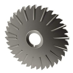 Made in USA - 5" Blade Diam x 1/4" Blade Thickness, 1" Hole, 36 Teeth, High Speed Steel Side Chip Saw - Staggered Tooth, Arbor Connection, Right Hand Cut, Uncoated, with Keyway - A1 Tooling