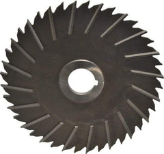 Made in USA - 6" Blade Diam x 3/16" Blade Thickness, 1" Hole, 40 Teeth, High Speed Steel Side Chip Saw - Staggered Tooth, Arbor Connection, Right Hand Cut, Uncoated, with Keyway - A1 Tooling