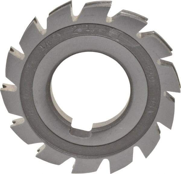 Made in USA - 1/16" Radius, 1/8" Circle Diam, 2-1/4" Diam x 0.26" Wide Cut, High Speed Steel Concave Radius Cutter - 2-1/4" OAL, Arbor Connection, Uncoated, Form Relieved, 10 Teeth - A1 Tooling