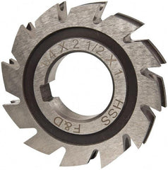 Made in USA - 1/8" Radius, 1/4" Circle Diam, 2-1/2" Diam x 0.445" Wide Cut, High Speed Steel Concave Radius Cutter - 2-1/2" OAL, Arbor Connection, Uncoated, Form Relieved, 10 Teeth - A1 Tooling