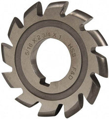 Made in USA - 5/32" Radius, 5/8" Circle Diam, 2-3/4" Cutter Diam, Arbor Connection, Convex Radius Cutter - High Speed Steel, Uncoated, Form Relieved, 12 Teeth - A1 Tooling