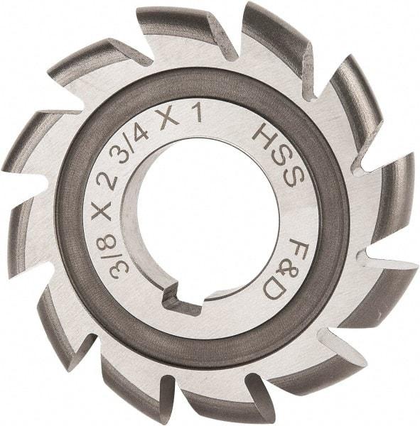 Made in USA - 3/16" Radius, 3/8" Circle Diam, 2-3/4" Cutter Diam, Arbor Connection, Convex Radius Cutter - High Speed Steel, Uncoated, Form Relieved, 12 Teeth - A1 Tooling