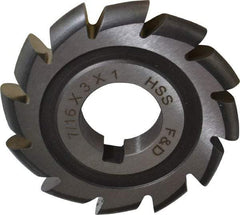 Made in USA - 7/32" Radius, 7/16" Circle Diam, 3" Cutter Diam, Arbor Connection, Convex Radius Cutter - High Speed Steel, Uncoated, Form Relieved, 12 Teeth - A1 Tooling