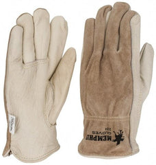 MCR Safety - Size XL (10) Split Back/Grain Palm Cowhide General Protection Work Gloves - For Work & Driver, Uncoated, Full Fingered, Cream/Black/Brown, Paired - A1 Tooling