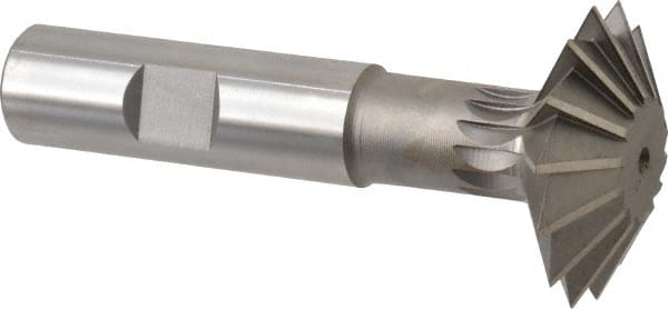 Made in USA - 1-1/2° 1-1/2" Cut Diam, 1/2" Cut Width, 5/8" Shank, High Speed Steel Double-Angle Cutter - A1 Tooling