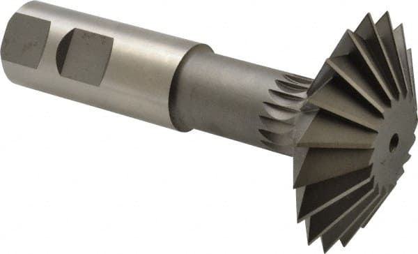 Made in USA - 2-1/4° 2-1/4" Cut Diam, 3/4" Cut Width, 7/8" Shank, High Speed Steel Double-Angle Cutter - A1 Tooling