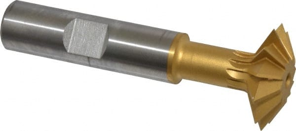 Made in USA - 1° 1" Cut Diam, 5/16" Cut Width, 1/2" Shank, High Speed Steel Double-Angle Cutter - A1 Tooling