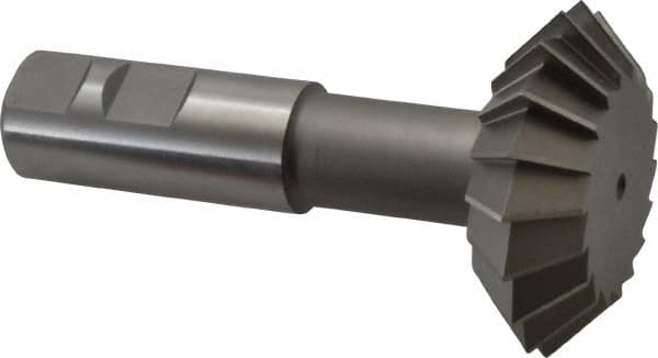 Made in USA - 2-1/4° 2-1/4" Cut Diam, 3/4" Cut Width, 7/8" Shank, High Speed Steel Double-Angle Cutter - A1 Tooling