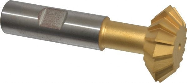 Made in USA - 1-3/8° 1-3/8" Cut Diam, 1/2" Cut Width, 5/8" Shank, High Speed Steel Double-Angle Cutter - A1 Tooling