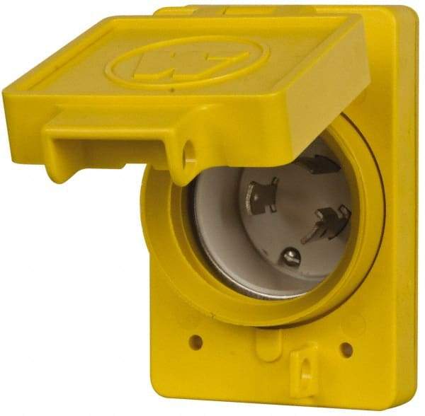 Value Collection - 125 VAC, 30 Amp, L5-30P NEMA, Self Grounding Receptacle - 2 Poles, 3 Wire, Male End, Yellow - A1 Tooling