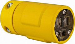 Value Collection - 125 VAC, 15 Amp, 5-15 NEMA, Straight, Ungrounded, Industrial Grade Connector - 2 Pole, 3 Wire, 1 Phase, Rubber, Yellow - A1 Tooling