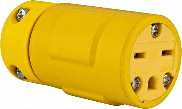 Value Collection - 250 VAC, 15 Amp, 6-15 NEMA, Straight, Ungrounded, Industrial Grade Connector - 2 Pole, 3 Wire, 1 Phase, Rubber, Yellow - A1 Tooling