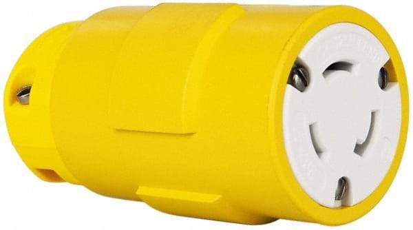 Value Collection - 125 VAC, 20 Amp, L5-20 NEMA, Straight, Ungrounded, Industrial Grade Connector - 2 Pole, 3 Wire, 1 Phase, Rubber, Yellow - A1 Tooling