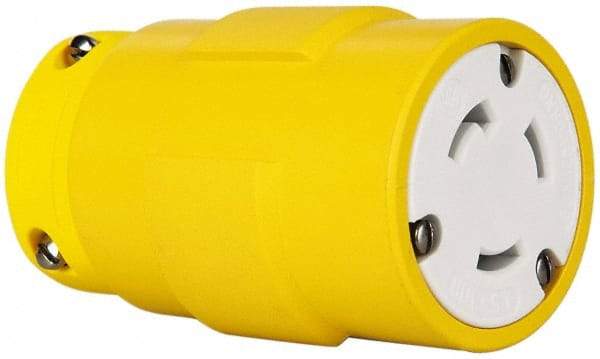 Value Collection - 125 VAC, 30 Amp, L5-30 NEMA, Straight, Ungrounded, Industrial Grade Connector - 2 Pole, 3 Wire, 1 Phase, Rubber, Yellow - A1 Tooling