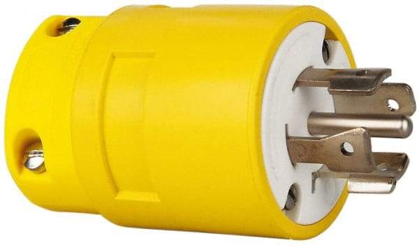 Value Collection - 277/480 VAC, 20 Amp, L22-20 NEMA, Straight, Self Grounding, Industrial Grade Plug - 4 Pole, 5 Wire, 3 Phase, Rubber, Yellow - A1 Tooling