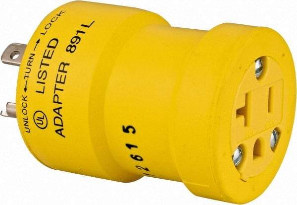 Woodhead Electrical - 1 Outlet, 125 VAC, 20 Amp, Yellow, Single Outlet Adapter - 5-20, L5-20 NEMA Configuration, CSA Certified, CSA File LR6837, UL File E10176, UL Listed - A1 Tooling