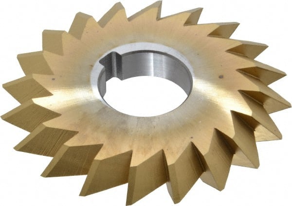 Made in USA - 4° 4" Cut Diam, 1/2" Cut Width, 1-1/4" Arbor, High Speed Steel Double-Angle Cutter - A1 Tooling