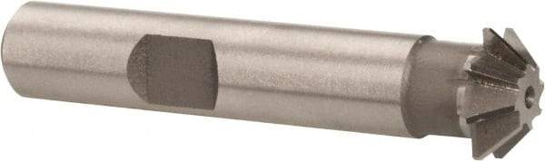 Made in USA - 1/2" Diam x 1/8" Width of Cut, 45° Included Angle, Shank Connection, High Speed Steel Single Angle Cutter - 3/8" Shank Diam, 2-1/8" Overall Length, Right Hand Cut, Uncoated - A1 Tooling