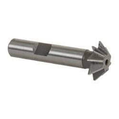 Made in USA - 3/4" Diam x 3/16" Width of Cut, 45° Included Angle, Shank Connection, High Speed Steel Single Angle Cutter - 3/8" Shank Diam, 2-1/8" Overall Length, Right Hand Cut, Uncoated - A1 Tooling