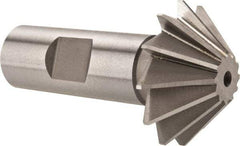 Made in USA - 1-1/2" Diam x 1/2" Width of Cut, 45° Included Angle, Shank Connection, High Speed Steel Single Angle Cutter - 3/4" Shank Diam, 2-3/4" Overall Length, Right Hand Cut, Uncoated - A1 Tooling